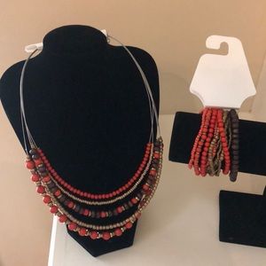 Color orange & brown necklace & bracelet set new